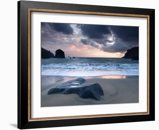 Sunset on Dalbeg Beach, Isle of Lewis, Hebrides, Scotland, UK-Nadia Isakova-Framed Photographic Print