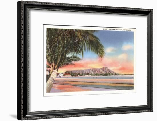 Sunset on Diamond Head, Honolulu, Hawaii-null-Framed Art Print
