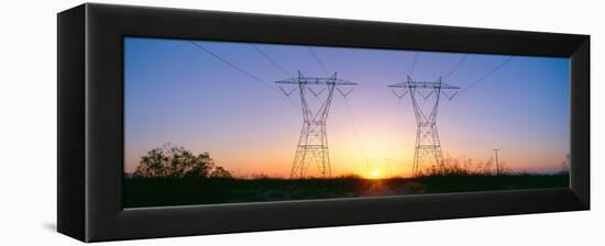 Sunset on Electrical Transmission Towers Near Lancaster, California-null-Framed Stretched Canvas