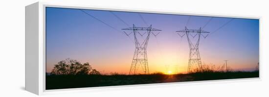 Sunset on Electrical Transmission Towers Near Lancaster, California-null-Framed Stretched Canvas