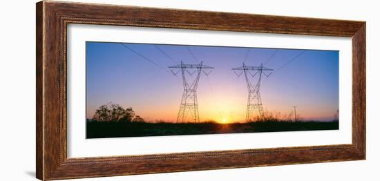 Sunset on Electrical Transmission Towers Near Lancaster, California-null-Framed Photographic Print