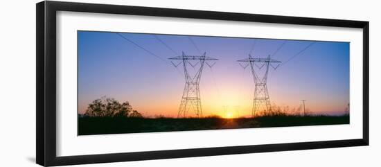 Sunset on Electrical Transmission Towers Near Lancaster, California-null-Framed Photographic Print