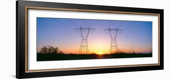 Sunset on Electrical Transmission Towers Near Lancaster, California-null-Framed Photographic Print