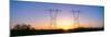 Sunset on Electrical Transmission Towers Near Lancaster, California-null-Mounted Photographic Print