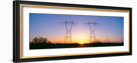 Sunset on Electrical Transmission Towers Near Lancaster, California-null-Framed Photographic Print