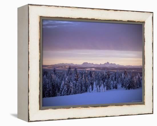 Sunset on Grand Tetons from Two Tops, West Yellowstone, Montana, USA-Alison Wright-Framed Premier Image Canvas