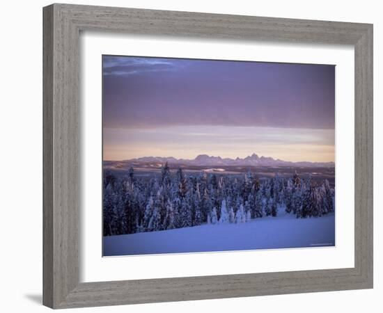 Sunset on Grand Tetons from Two Tops, West Yellowstone, Montana, USA-Alison Wright-Framed Photographic Print