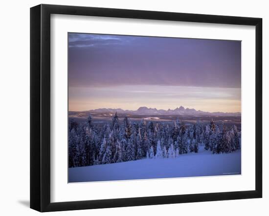 Sunset on Grand Tetons from Two Tops, West Yellowstone, Montana, USA-Alison Wright-Framed Photographic Print