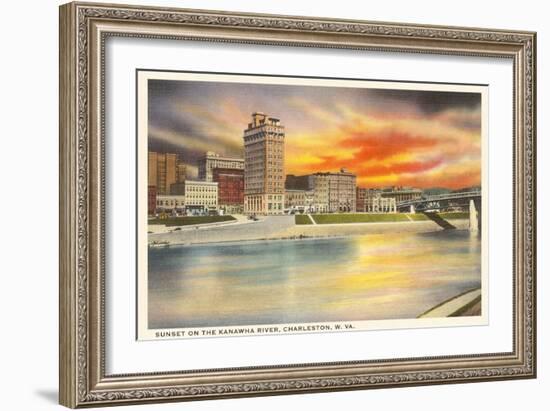 Sunset on Kanawha River, Charleston, West Virginia-null-Framed Art Print