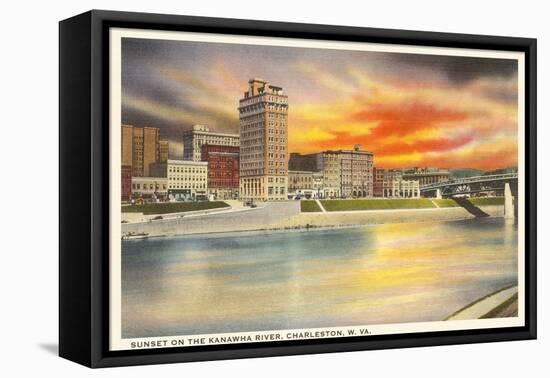 Sunset on Kanawha River, Charleston, West Virginia-null-Framed Stretched Canvas