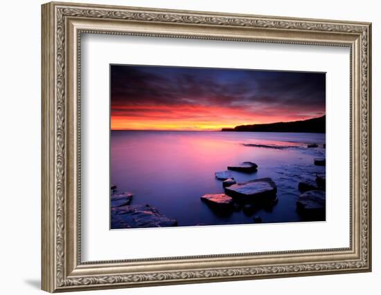 Sunset on Kimmeridge Bay, Isle of Purbeck, Dorset, UK-Ross Hoddinott-Framed Photographic Print