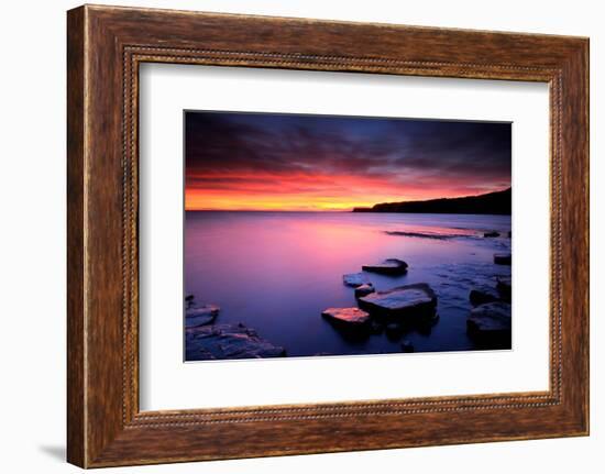 Sunset on Kimmeridge Bay, Isle of Purbeck, Dorset, UK-Ross Hoddinott-Framed Photographic Print