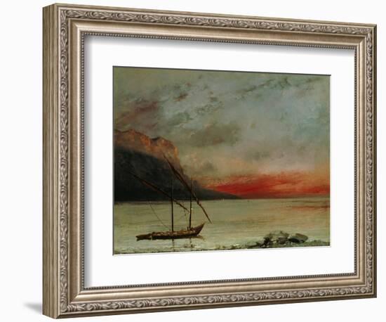 Sunset on Lake Geneva, 1874-Gustave Courbet-Framed Giclee Print