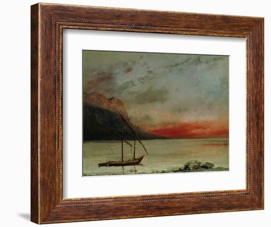 Sunset on Lake Geneva, 1874-Gustave Courbet-Framed Giclee Print