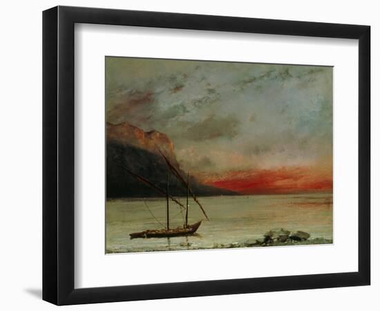 Sunset on Lake Geneva, 1874-Gustave Courbet-Framed Giclee Print