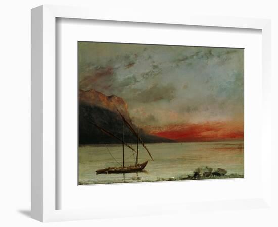 Sunset on Lake Geneva, 1874-Gustave Courbet-Framed Giclee Print