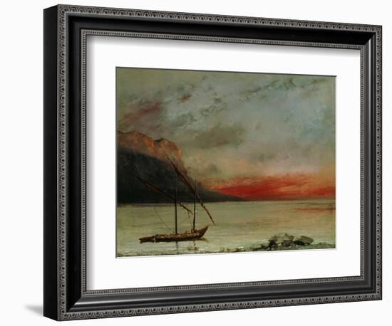 Sunset on Lake Geneva, 1874-Gustave Courbet-Framed Giclee Print