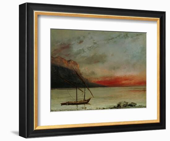 Sunset on Lake Geneva, 1874-Gustave Courbet-Framed Giclee Print