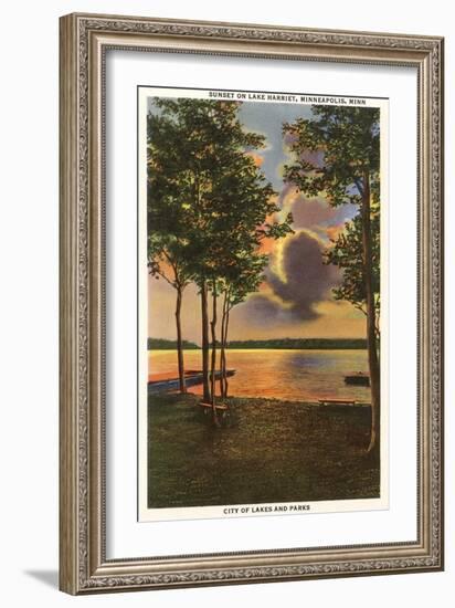 Sunset on Lake Harriet, Minneapolis, Minnesota-null-Framed Art Print