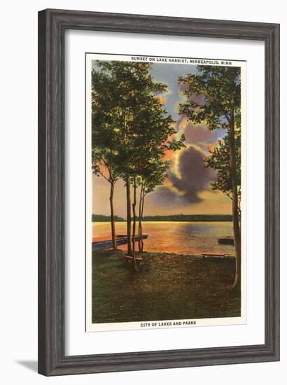 Sunset on Lake Harriet, Minneapolis, Minnesota-null-Framed Art Print