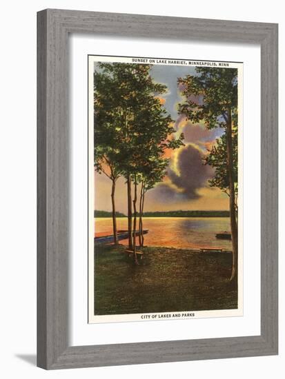 Sunset on Lake Harriet, Minneapolis, Minnesota-null-Framed Art Print