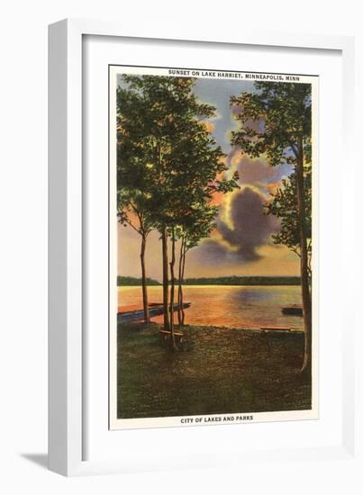 Sunset on Lake Harriet, Minneapolis, Minnesota-null-Framed Art Print