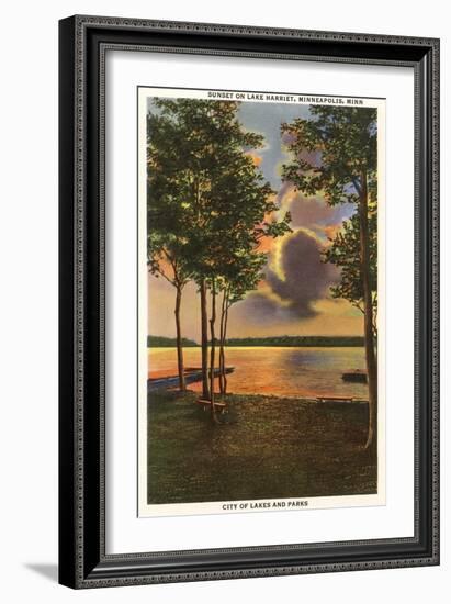 Sunset on Lake Harriet, Minneapolis, Minnesota-null-Framed Art Print