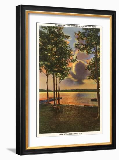 Sunset on Lake Harriet, Minneapolis, Minnesota-null-Framed Art Print