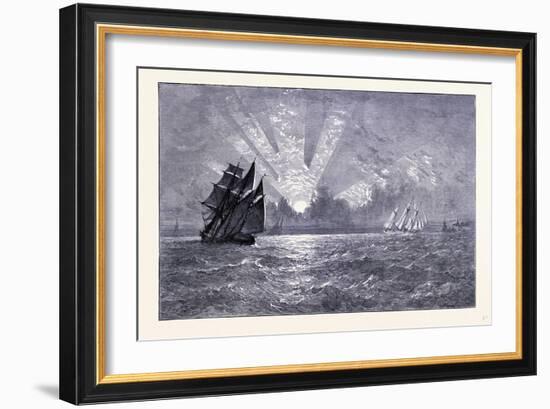 Sunset on Lake Michigan United States of America-null-Framed Giclee Print