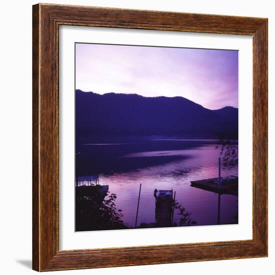 Sunset on Lake Quinault, Olympic National Park, Washington. United States of America-Aaron McCoy-Framed Photographic Print