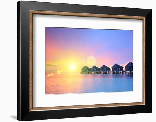 Sunset on Maldives Island, Water Villas Resort, Lhaviyani Atoll-buso23-Framed Photographic Print