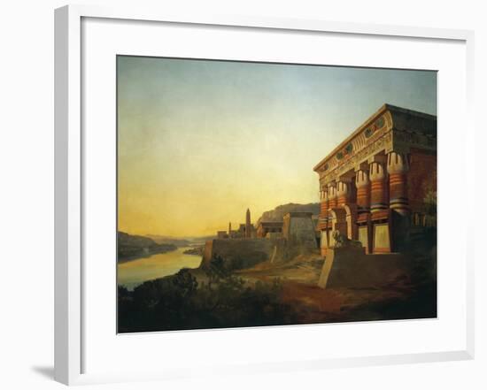 Sunset on Nile and Egyptian Temple, 1869 by Carlo Macro Jr 19th Century-null-Framed Giclee Print