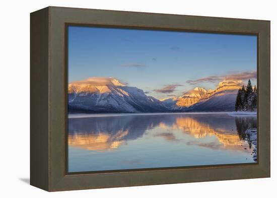 Sunset on Peaks Reflect Nto Lake Mcdonald in Glacier NP, Montana, Usa-Chuck Haney-Framed Premier Image Canvas