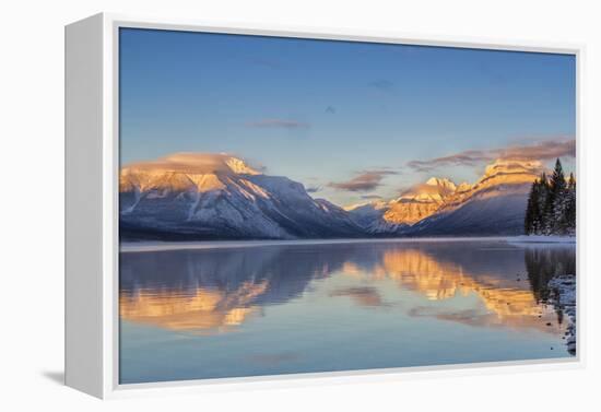 Sunset on Peaks Reflect Nto Lake Mcdonald in Glacier NP, Montana, Usa-Chuck Haney-Framed Premier Image Canvas