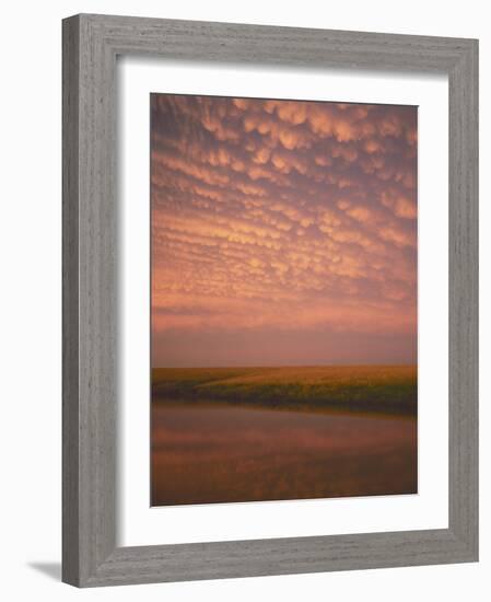 Sunset on pond, Geary County, Kansas, USA-Charles Gurche-Framed Photographic Print