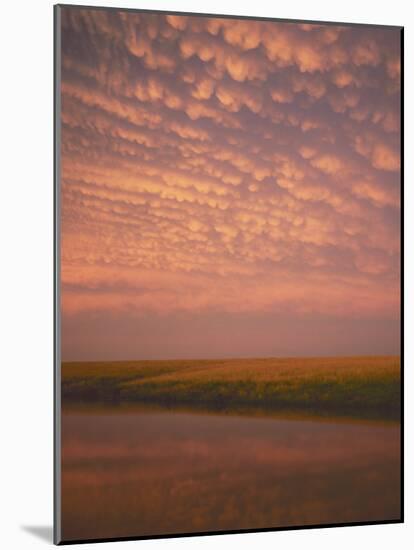 Sunset on pond, Geary County, Kansas, USA-Charles Gurche-Mounted Photographic Print