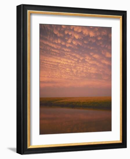 Sunset on pond, Geary County, Kansas, USA-Charles Gurche-Framed Photographic Print