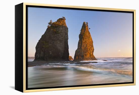 Sunset on Rialto Beach and Sea Stacks, Olympic NP, Washington, USA-Jaynes Gallery-Framed Premier Image Canvas