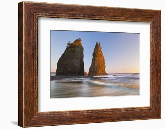 Sunset on Rialto Beach and Sea Stacks, Olympic NP, Washington, USA-Jaynes Gallery-Framed Photographic Print