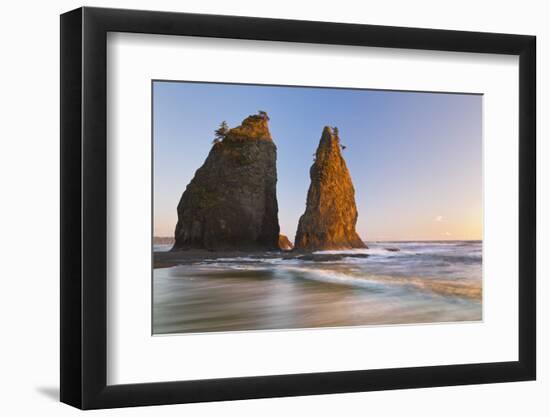 Sunset on Rialto Beach and Sea Stacks, Olympic NP, Washington, USA-Jaynes Gallery-Framed Photographic Print