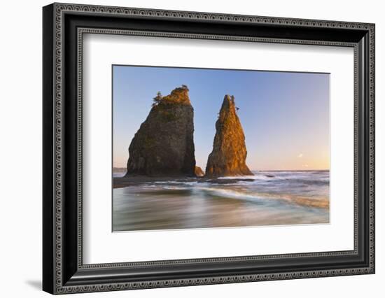 Sunset on Rialto Beach and Sea Stacks, Olympic NP, Washington, USA-Jaynes Gallery-Framed Photographic Print