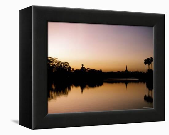 Sunset on Royal Lake, Yangon (Rangoon), Myanmar (Burma)-Upperhall-Framed Premier Image Canvas