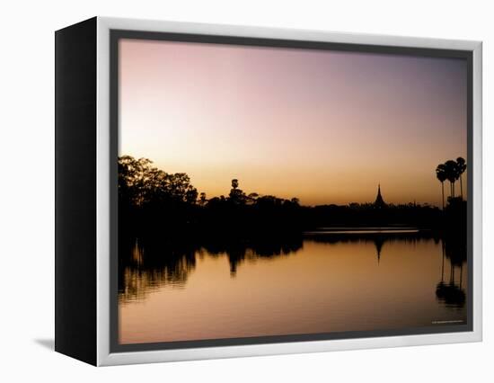 Sunset on Royal Lake, Yangon (Rangoon), Myanmar (Burma)-Upperhall-Framed Premier Image Canvas