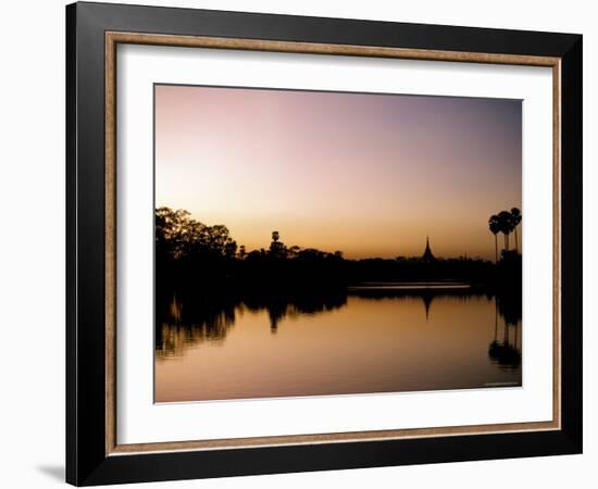 Sunset on Royal Lake, Yangon (Rangoon), Myanmar (Burma)-Upperhall-Framed Photographic Print