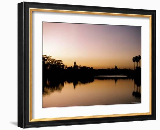 Sunset on Royal Lake, Yangon (Rangoon), Myanmar (Burma)-Upperhall-Framed Photographic Print