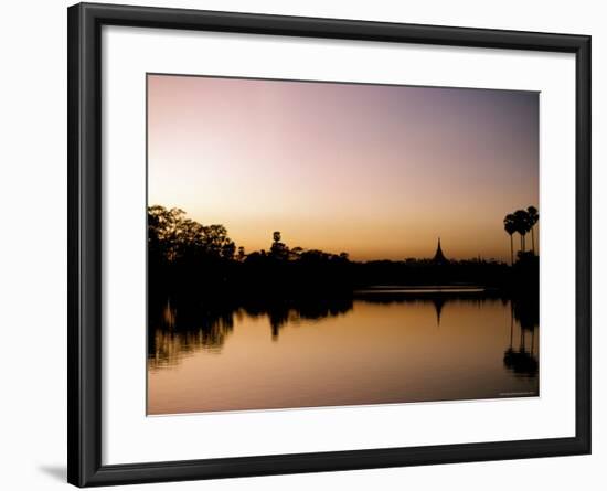 Sunset on Royal Lake, Yangon (Rangoon), Myanmar (Burma)-Upperhall-Framed Photographic Print