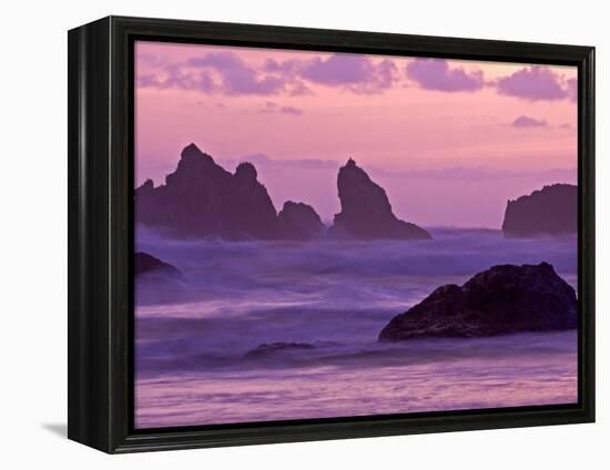 Sunset on Sea Stacks at Bandon Beach, Oregon, USA-Joe Restuccia III-Framed Premier Image Canvas