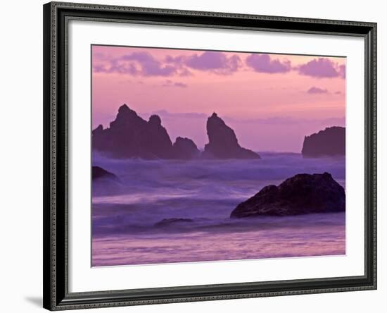 Sunset on Sea Stacks at Bandon Beach, Oregon, USA-Joe Restuccia III-Framed Photographic Print