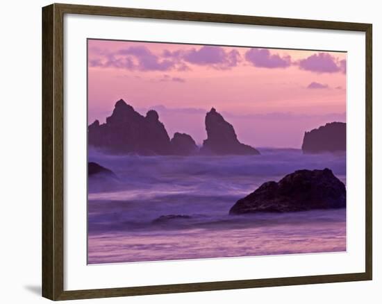 Sunset on Sea Stacks at Bandon Beach, Oregon, USA-Joe Restuccia III-Framed Photographic Print