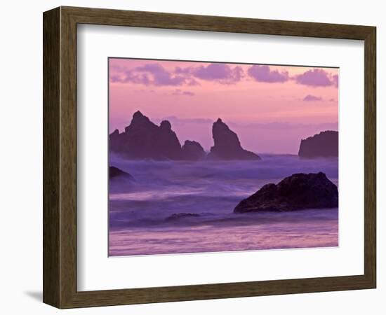 Sunset on Sea Stacks at Bandon Beach, Oregon, USA-Joe Restuccia III-Framed Photographic Print